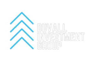 A green background with the words duvall investment group in white.